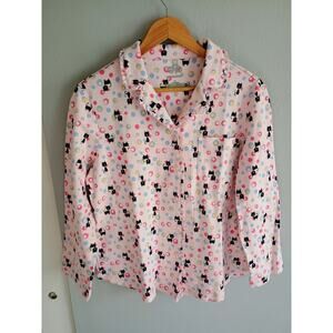 Cabernet 100% cotton black cat pajama Long sleeve shirt M adorable comfy warm